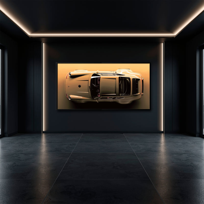 Porsche 911 Champagne Drift Wall Art – Beige Sports Car Canvas Print