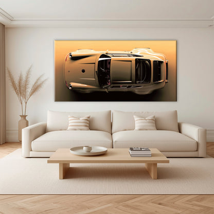 Porsche 911 Champagne Drift Wall Art – Beige Sports Car Canvas Print