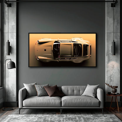 Porsche 911 Champagne Drift Wall Art – Beige Sports Car Canvas Print
