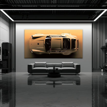 Porsche 911 Champagne Drift Wall Art – Beige Sports Car Canvas Print