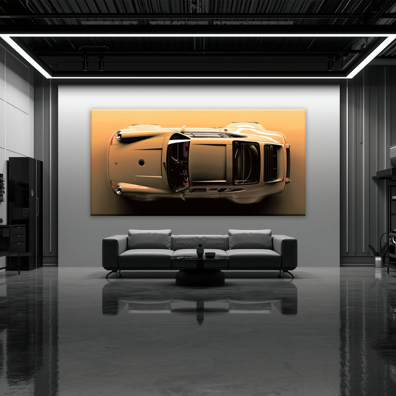 Porsche 911 Champagne Drift Wall Art – Beige Sports Car Canvas Print