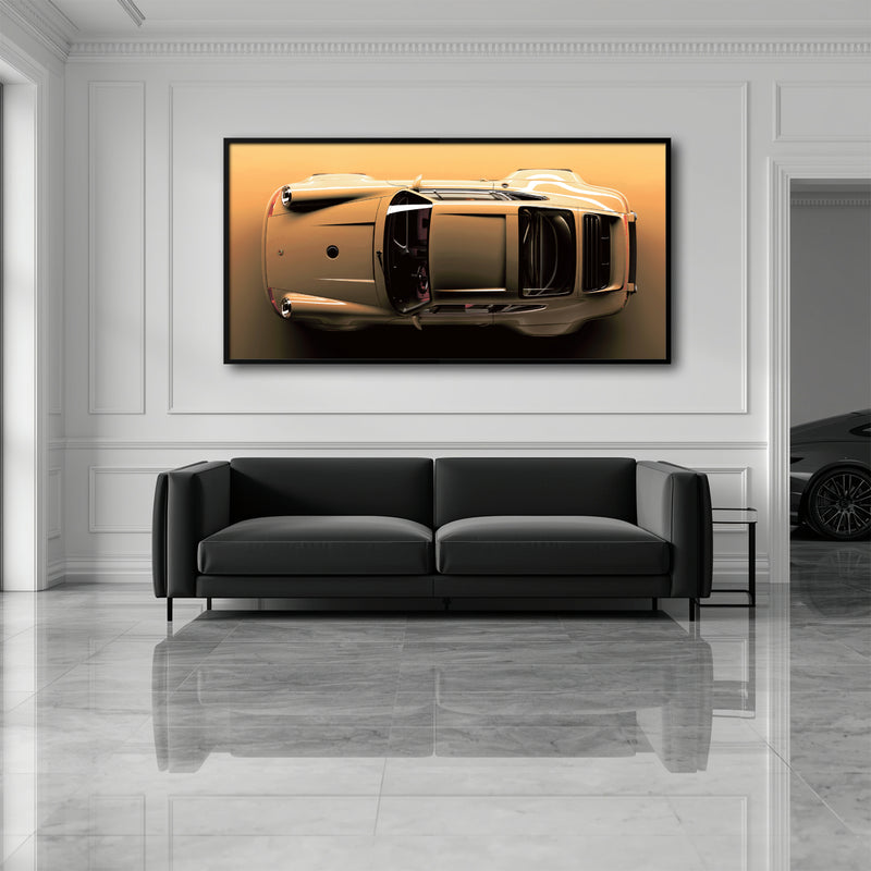 Porsche 911 Champagne Drift Wall Art – Beige Sports Car Canvas Print