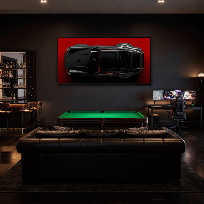 Porsche 911 Crimson Phantom Wall Art – Black Sports Car Canvas Print