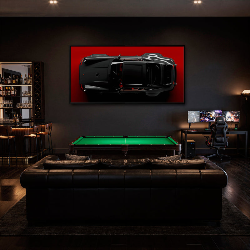 Porsche 911 Crimson Phantom Wall Art – Black Sports Car Canvas Print