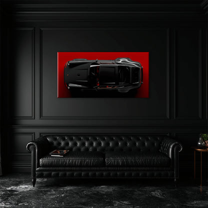Porsche 911 Crimson Phantom Wall Art – Black Sports Car Canvas Print