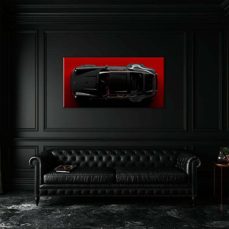 Porsche 911 Crimson Phantom Wall Art – Black Sports Car Canvas Print