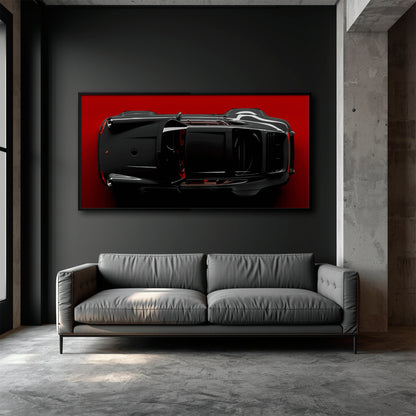Porsche 911 Crimson Phantom Wall Art – Black Sports Car Canvas Print