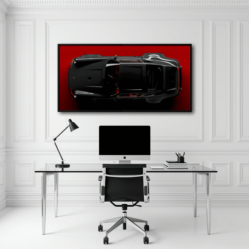 Porsche 911 Crimson Phantom Wall Art – Black Sports Car Canvas Print