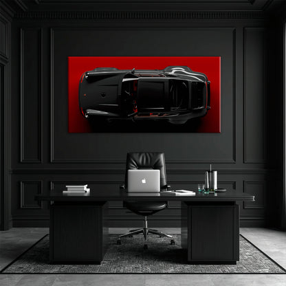 Porsche 911 Crimson Phantom Wall Art – Black Sports Car Canvas Print