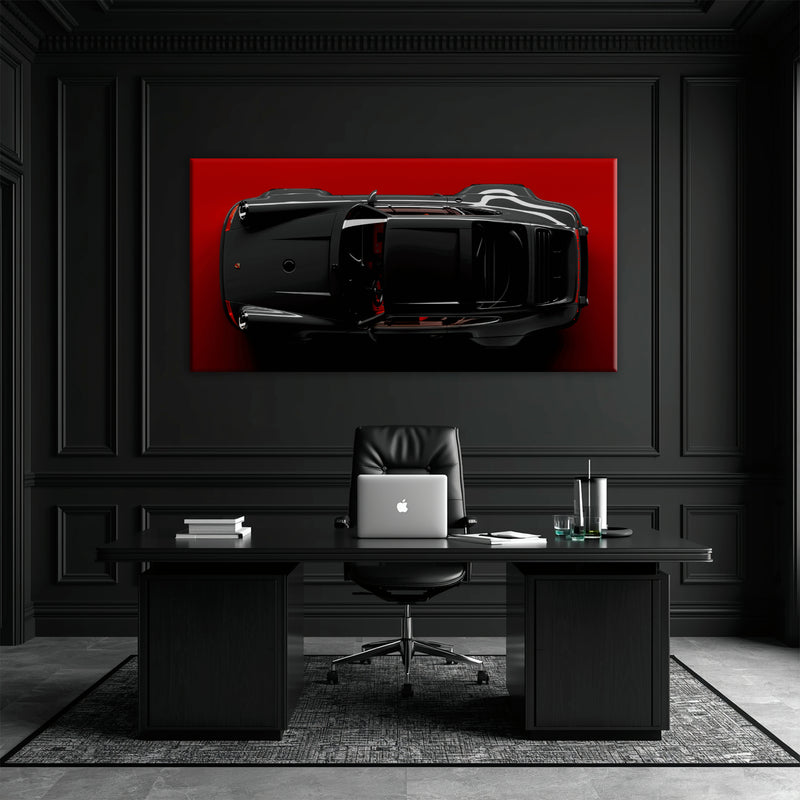 Porsche 911 Crimson Phantom Wall Art – Black Sports Car Canvas Print