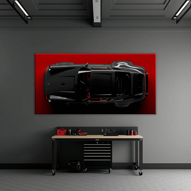 Porsche 911 Crimson Phantom Wall Art – Black Sports Car Canvas Print