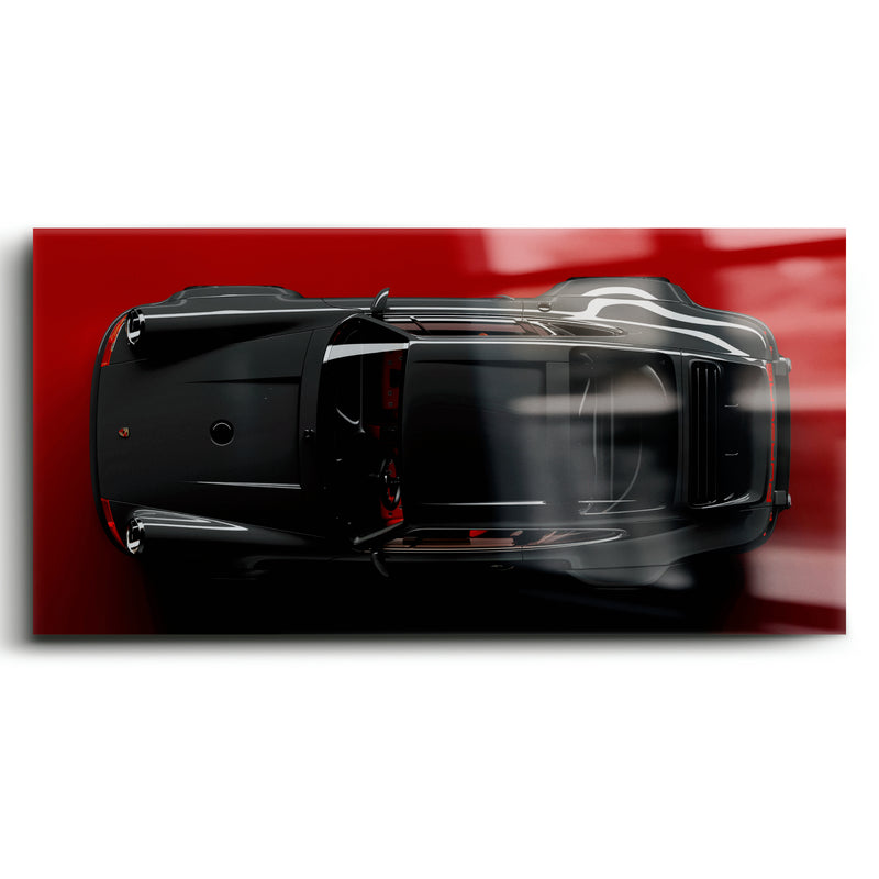 Porsche 911 Crimson Phantom Wall Art – Black Sports Car Canvas Print