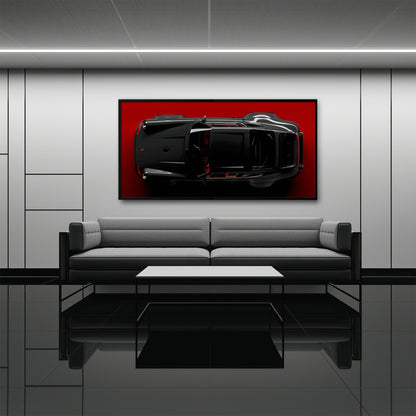 Porsche 911 Crimson Phantom Wall Art – Black Sports Car Canvas Print