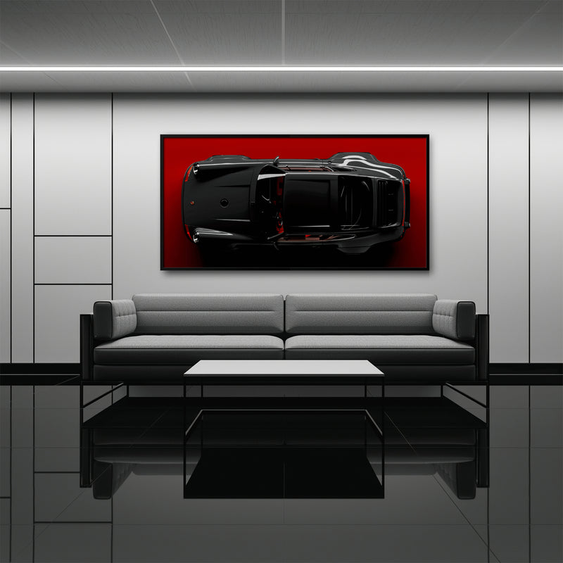 Porsche 911 Crimson Phantom Wall Art – Black Sports Car Canvas Print