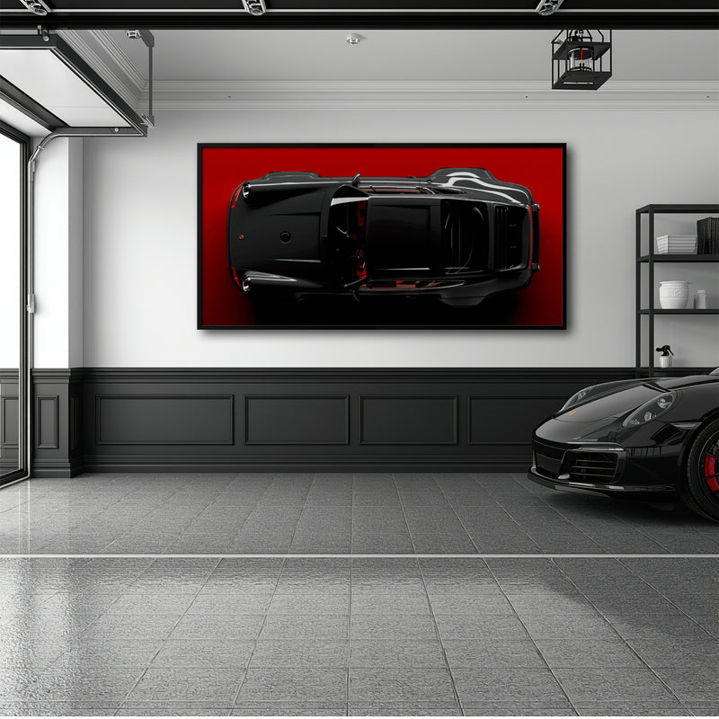 Porsche 911 Crimson Phantom Wall Art – Black Sports Car Canvas Print