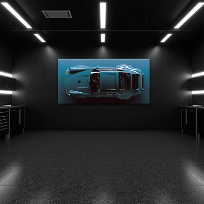 Porsche 911 Sapphire Vector Wall Art – Blue Sports Car Canvas Print
