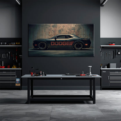 Black Dodge Challenger Shadowline Wall Art