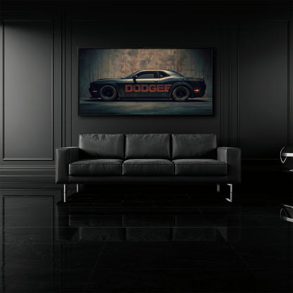 Black Dodge Challenger Shadowline Wall Art