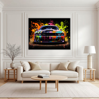 Dodge Challenger R/T Color Burst Wall Art