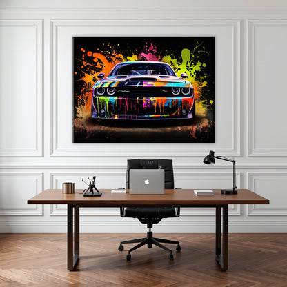 Dodge Challenger R/T Color Burst Wall Art