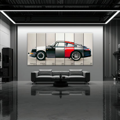 Porsche 911 Evolution Lineage Wall Art
