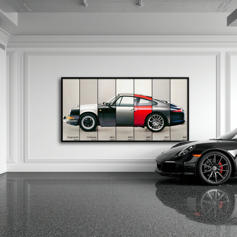 Porsche 911 Evolution Lineage Wall Art