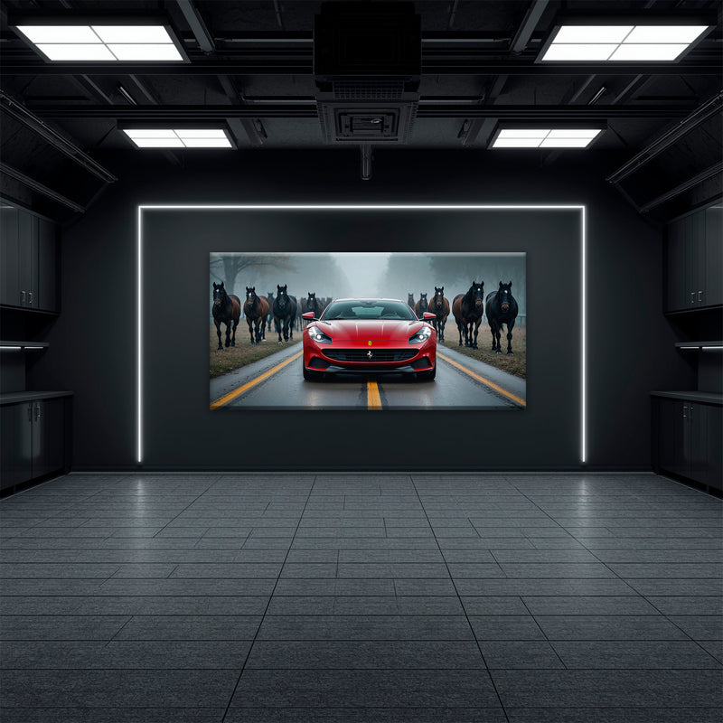Ferrari 812 Racing Canvas Print Red Supercar Wall Art