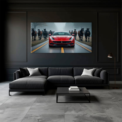 Ferrari 812 Racing Canvas Print Red Supercar Wall Art