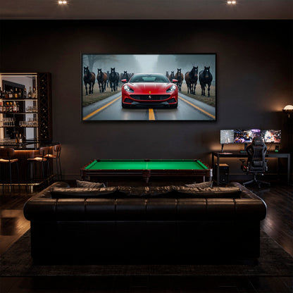 Ferrari 812 Racing Canvas Print Red Supercar Wall Art