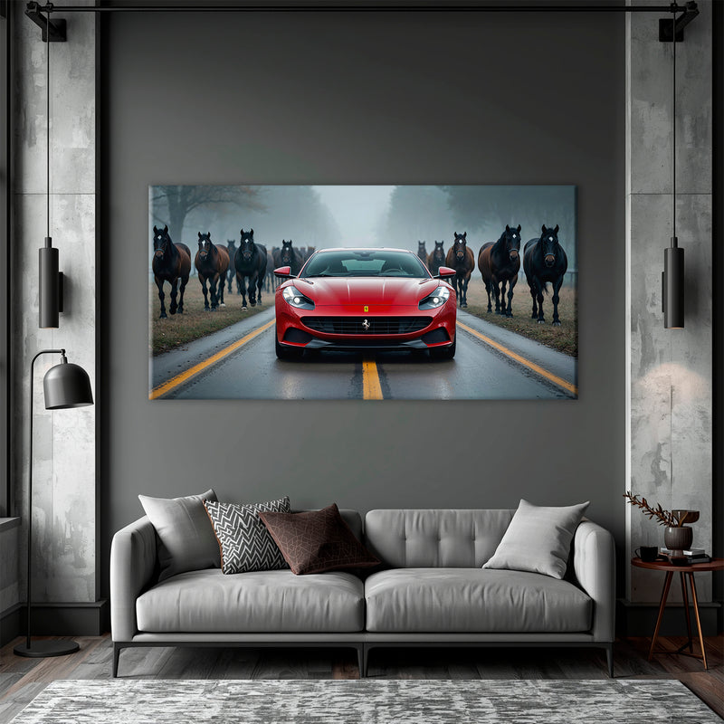 Ferrari 812 Racing Canvas Print Red Supercar Wall Art