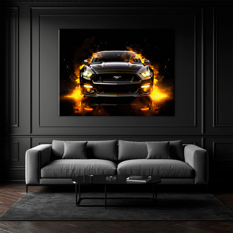 Black Ford Mustang Inferno Stare Wall Art