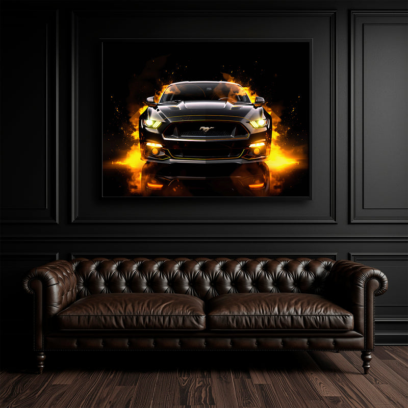 Black Ford Mustang Inferno Stare Wall Art