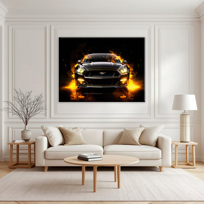 Black Ford Mustang Inferno Stare Wall Art