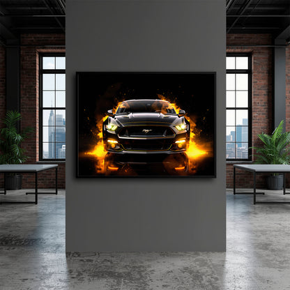 Black Ford Mustang Inferno Stare Wall Art