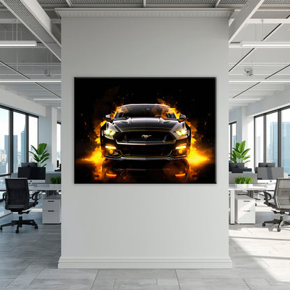 Black Ford Mustang Inferno Stare Wall Art