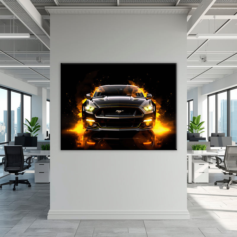 Black Ford Mustang Inferno Stare Wall Art