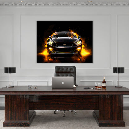 Black Ford Mustang Inferno Stare Wall Art