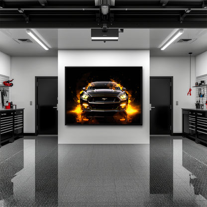 Black Ford Mustang Inferno Stare Wall Art