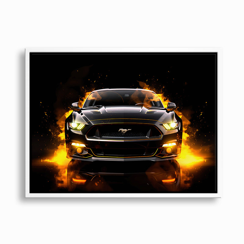 Black Ford Mustang Inferno Stare Wall Art