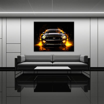 Black Ford Mustang Inferno Stare Wall Art