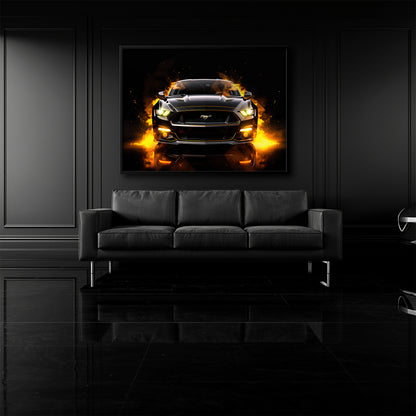 Black Ford Mustang Inferno Stare Wall Art
