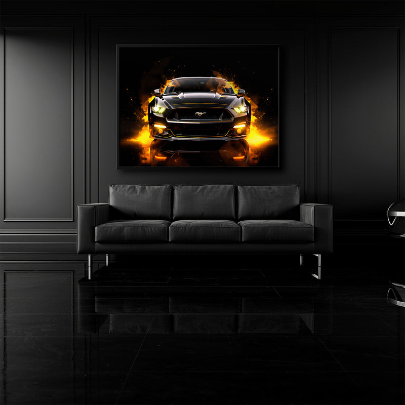 Black Ford Mustang Inferno Stare Wall Art