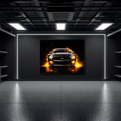 Black Ford Mustang Inferno Stare Wall Art