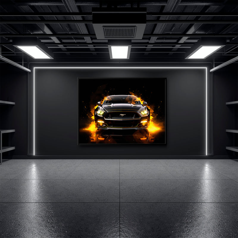 Black Ford Mustang Inferno Stare Wall Art