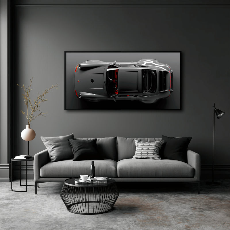 Porsche 911 Graphite Apex Wall Art – Gray Sports Car Canvas Print
