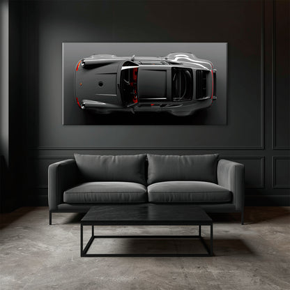 Porsche 911 Graphite Apex Wall Art – Gray Sports Car Canvas Print