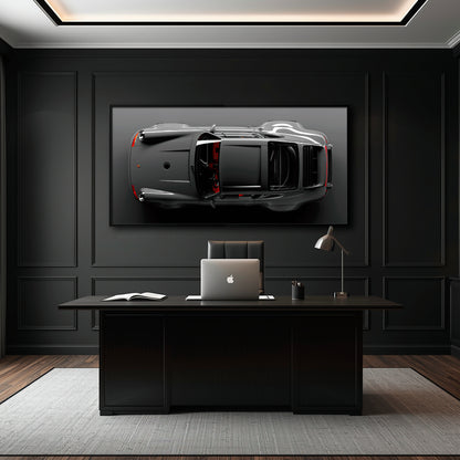 Porsche 911 Graphite Apex Wall Art – Gray Sports Car Canvas Print