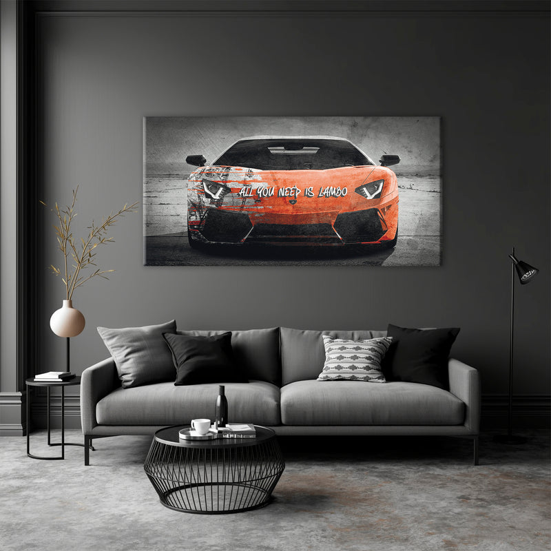 Red Lamborghini Aventador Wall Art Graffiti Canvas Art
