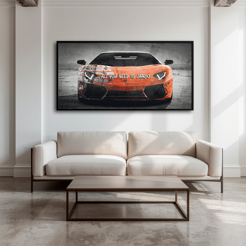 Red Lamborghini Aventador Wall Art Graffiti Canvas Art