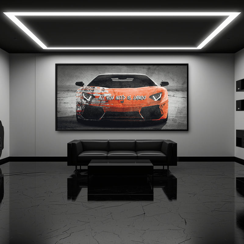 Red Lamborghini Aventador Wall Art Graffiti Canvas Art